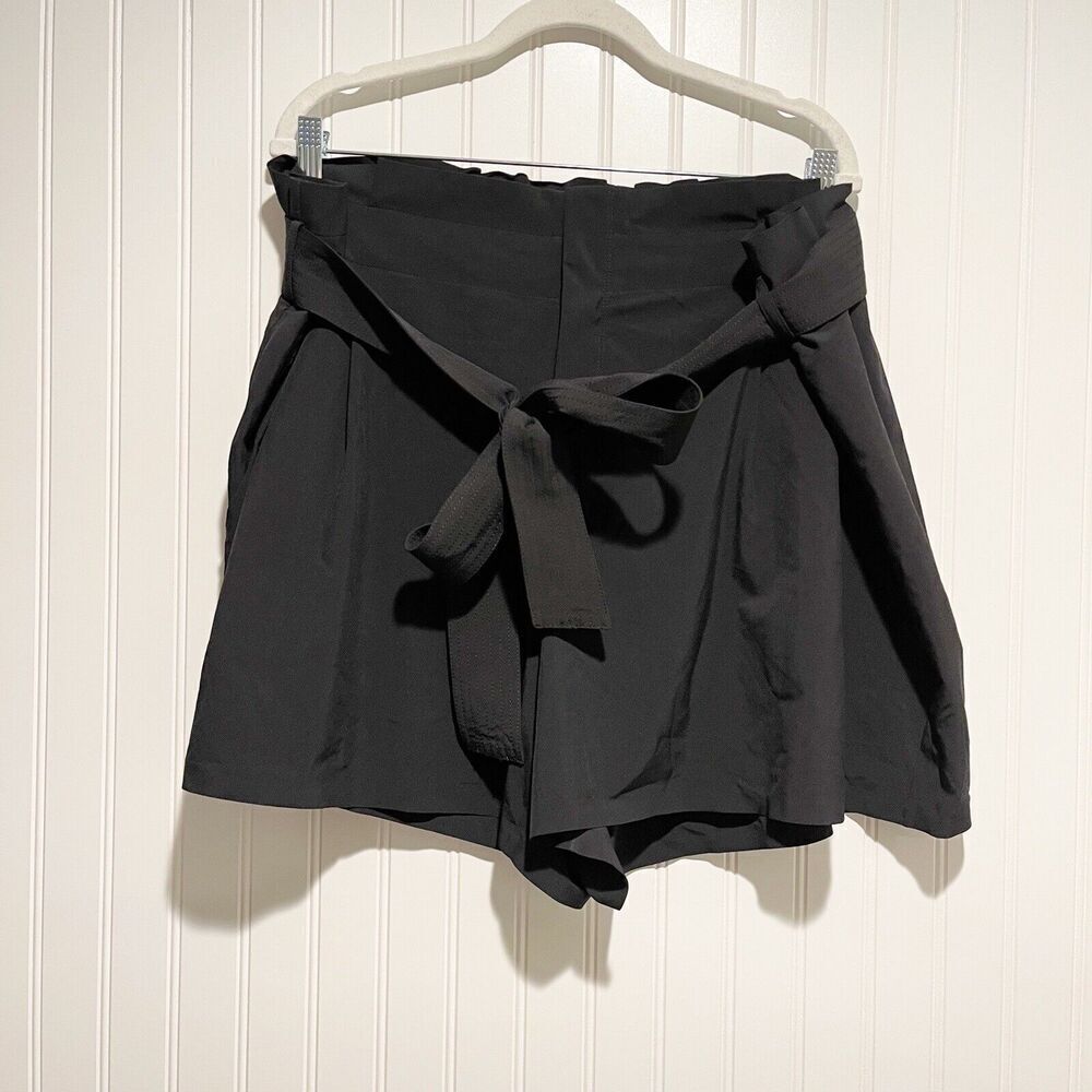 Athleta Black Skyline Shorts Belted Waist High Rise Plus Size 24 - Picture 2 of 8